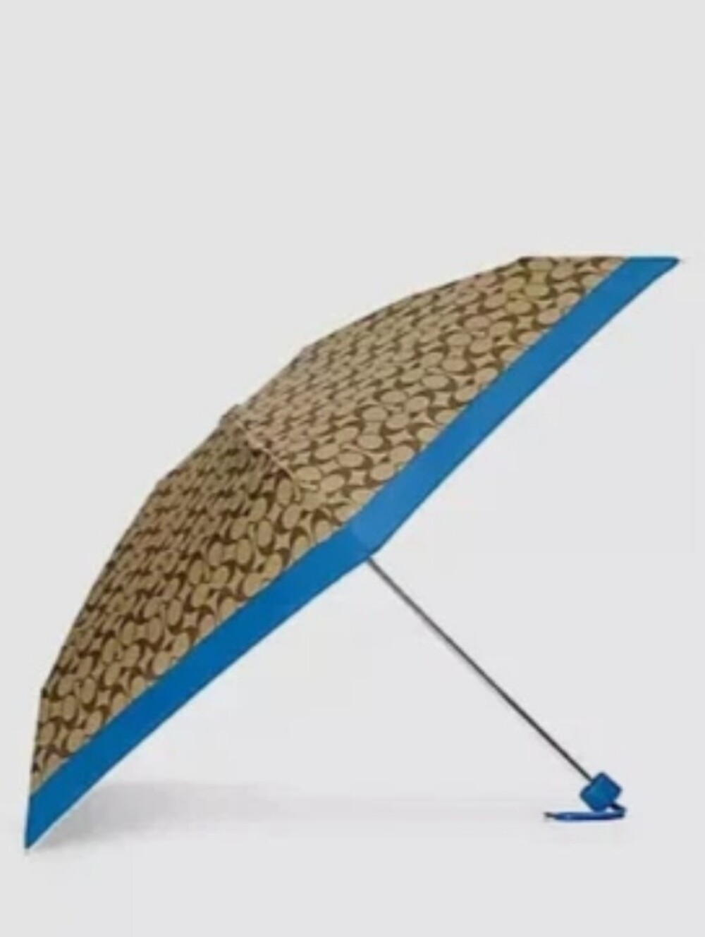 NWOT Coach Compact Signature Umbrella - Khaki/Blue